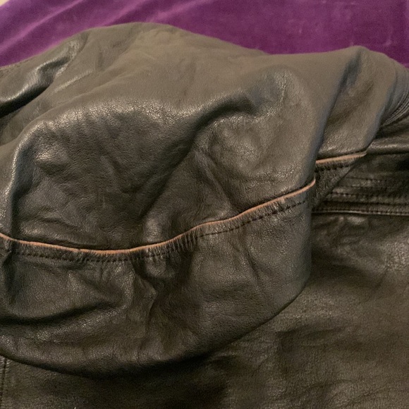 Men’s Danier, black leather jacket with detachable hood, labeled XL - Picture 15 of 16